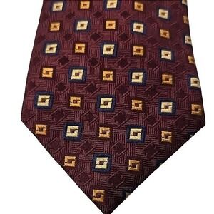 Jos. A. Bank Executive Collection Burgundy Silk  Maroon and Yellow Patterned Tie